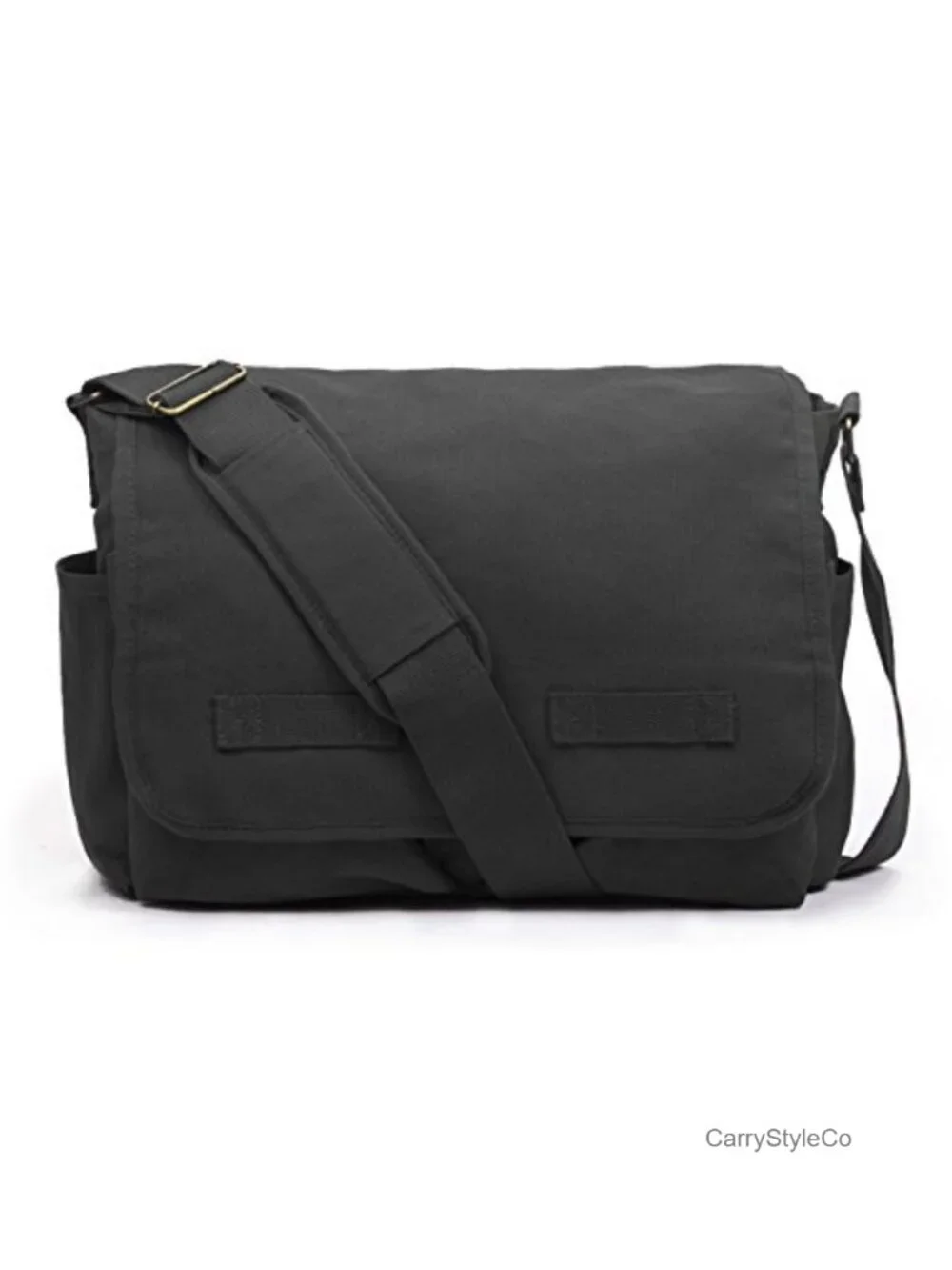 Heavyweight Cotton Canvas Messenger Bag, Padded Strap, Laptop Friendly